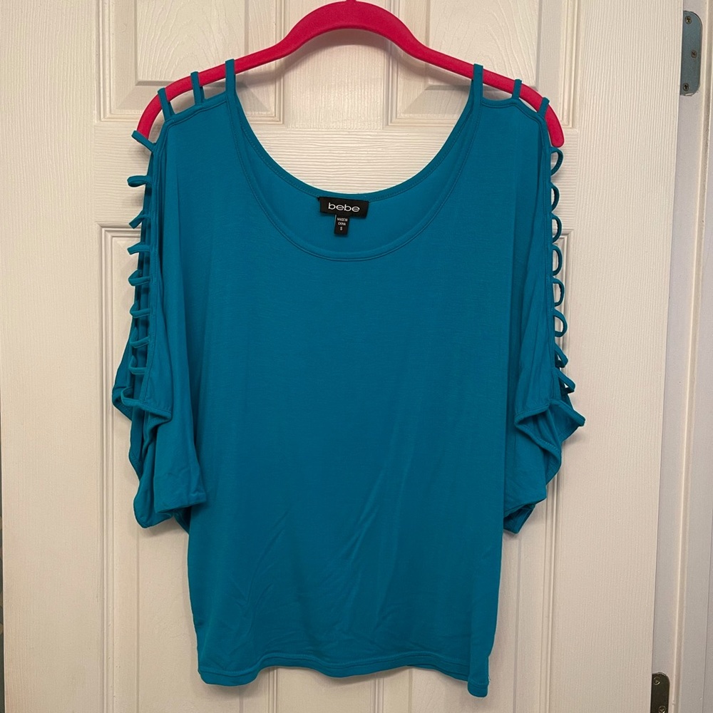 Bebe turquoise cutout dolman sleeve top S